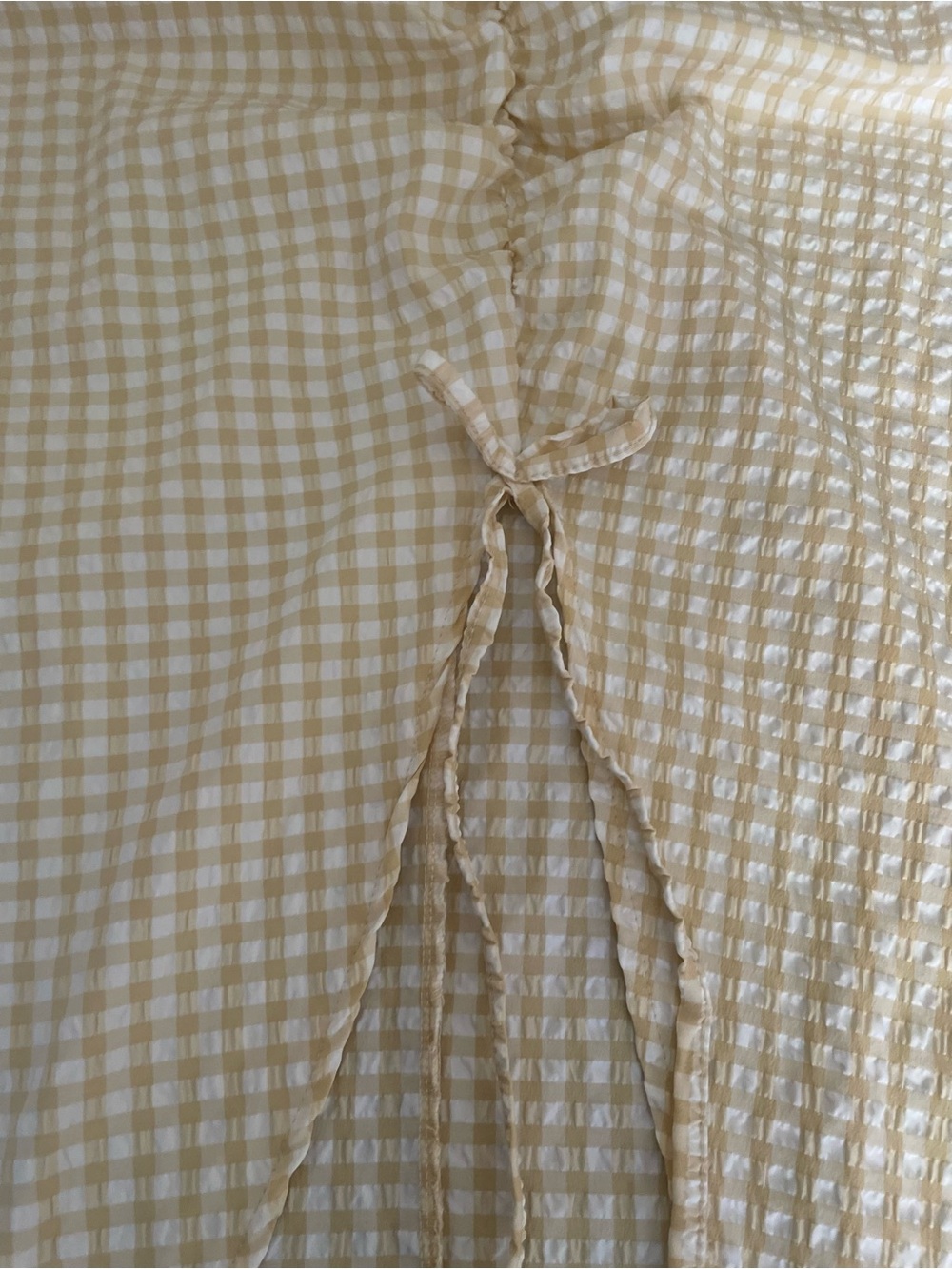 Anthropologie Maeve Ruched Gingham Dress in yellow-Size 8 - Picture 7 of 9